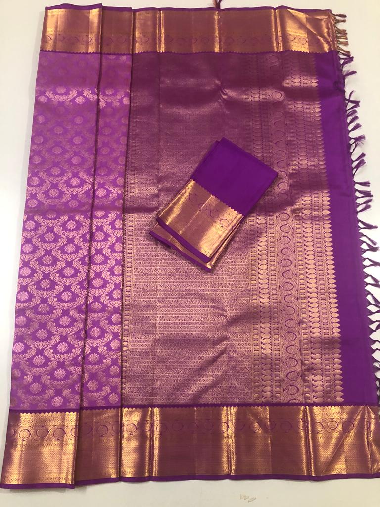 Purple color with all over design with Purple Pallu (Embossed)(ARI/3015)