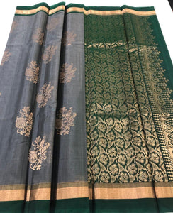 Ash Color with Bottle Green Pallu (SEC/4034)