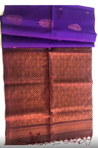 Purple Color with Coffee Brown Pallu (Borderless) (STM/3291)