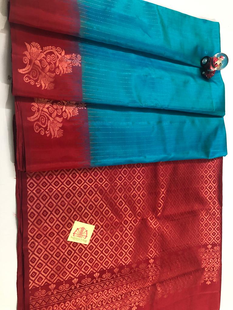 Sky Blue with Chilli Red Pallu (STM/3315)