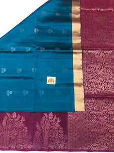 Peacock Blue with Maroon Pallu (Turning) (STM/3323)