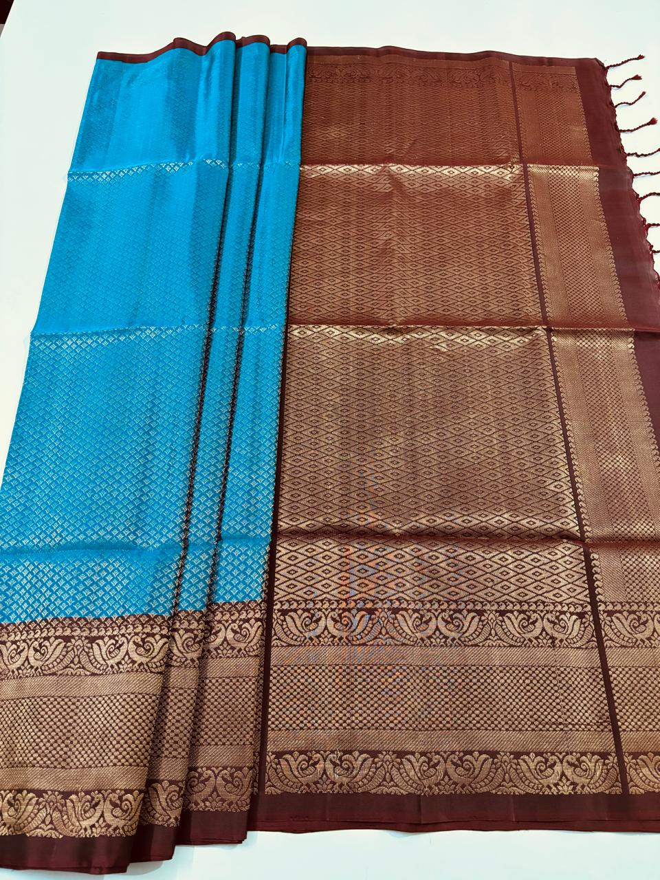 Sky Blue with Maroon Pallu (ALL SELF) (STM/3348)