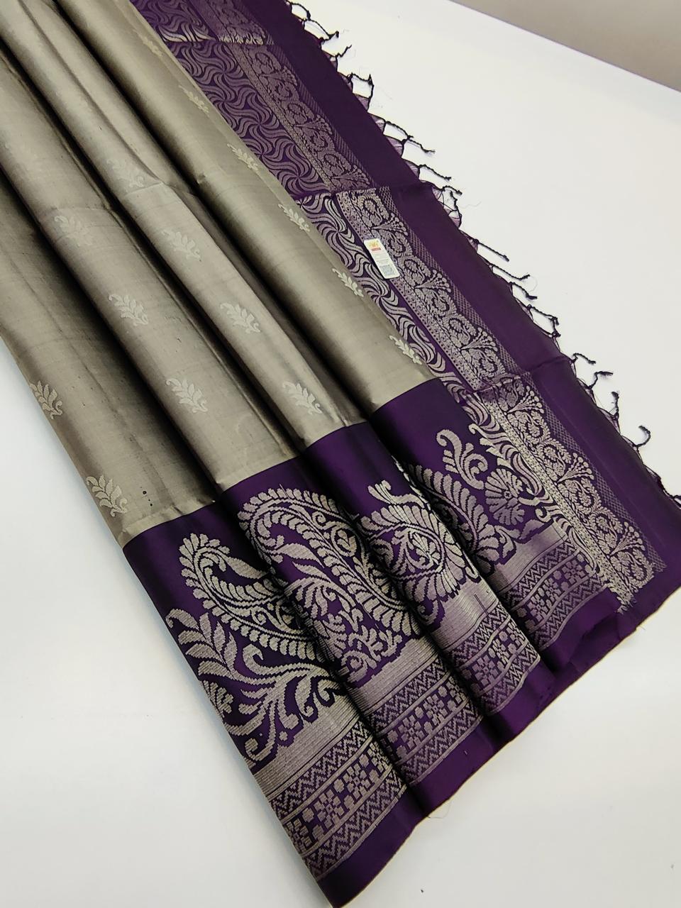 Grey with Purple Pallu (TURNING) (STM/3358)