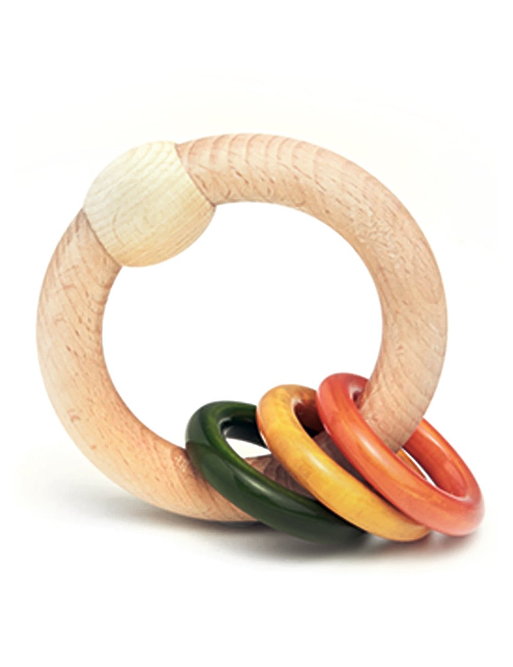 Wooden Rattle - Circular Colored