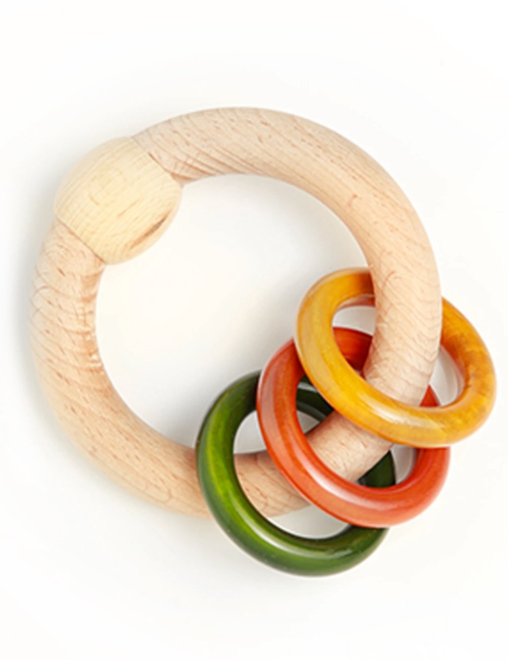 Wooden Rattle - Circular Colored