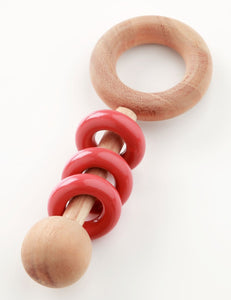 Wooden Rattle - Magnifier Red