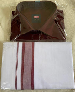 Maroon Shirt and Veshti Combo (SDH/3002)