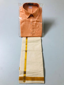 Orange Color Linen Shirt & Vesti Combo (SDH/3027)