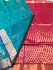 Blue with Baby Pink Pallu (SEC/4004)