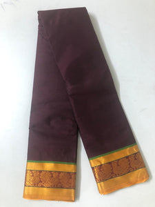Coffee Brown Saree with Mustard Pallu (Without Blouse) (SHI/3010)
