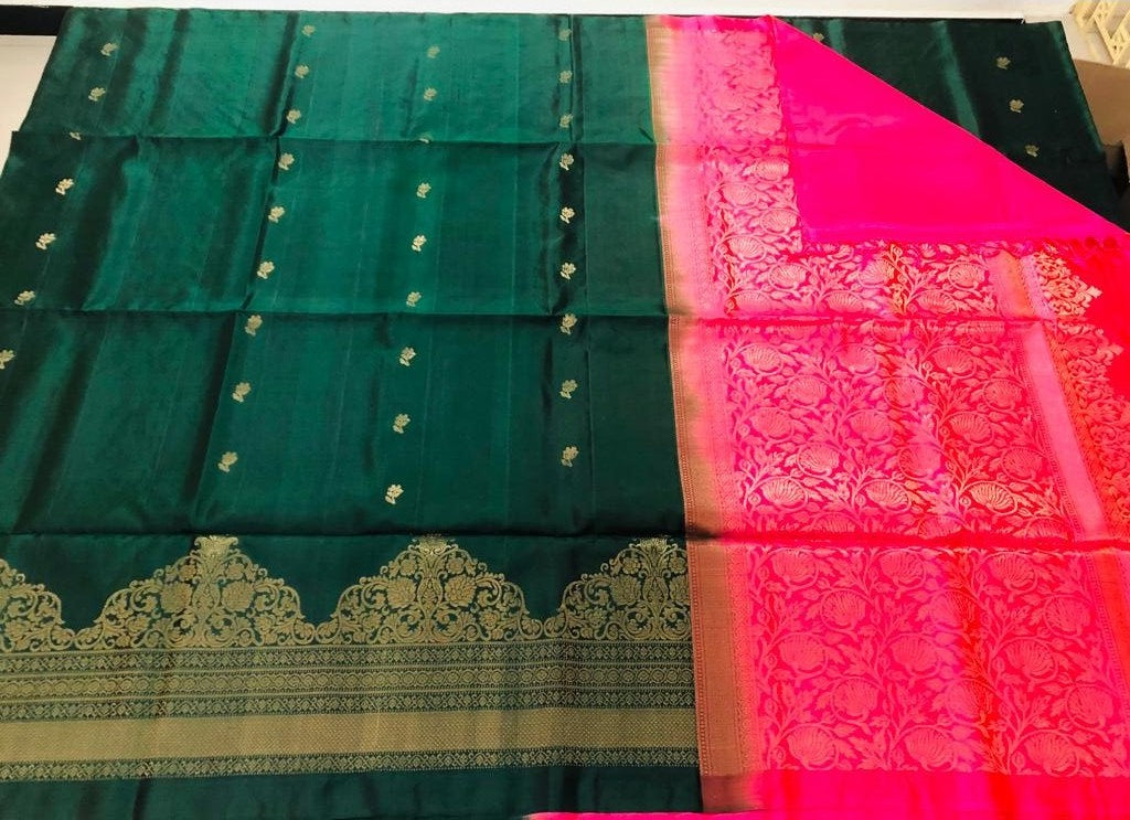 Bottle Green with Pink (Turning Saree) (STM/3131)
