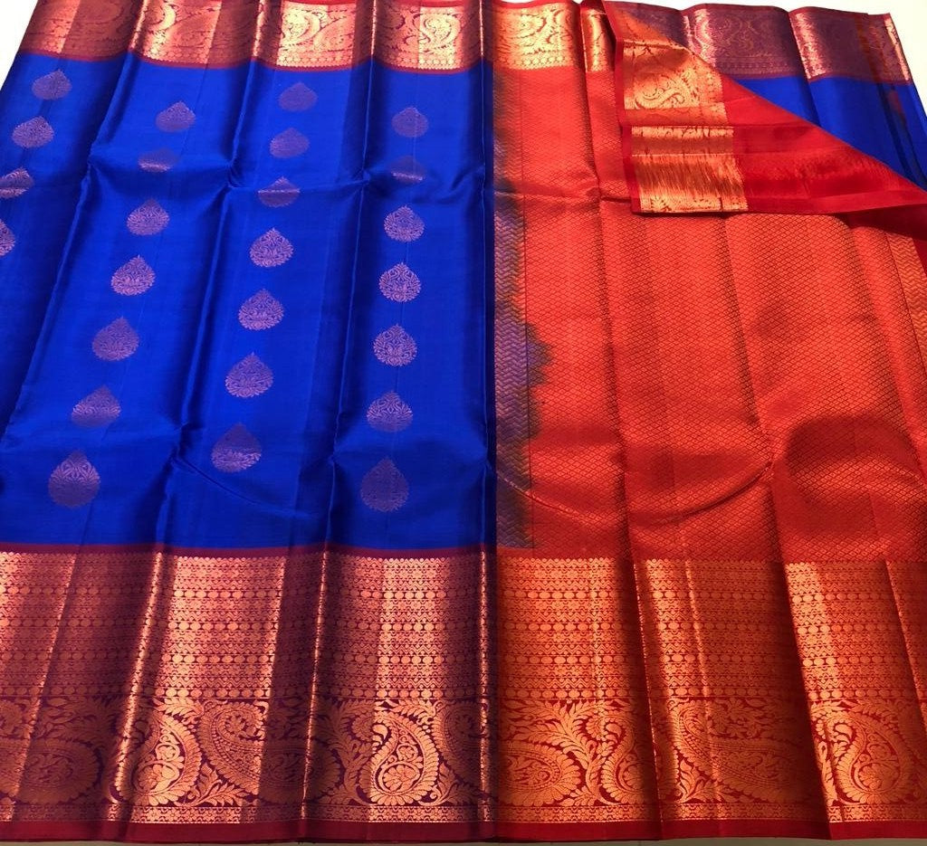 Robin Blue with Red Combo (Big Border Saree) (STM/3136)