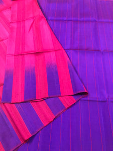 Pink with Purple Pallu (Dupion) (STM/3147)