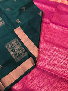 Bottle Green with Pink Pallu (STM/3153)