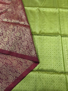 Maroon with Olive Green Pallu (All Self) (STM/3161)