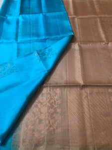 Sky Blue with Silver Zari with Green Pallu (STM/3205)