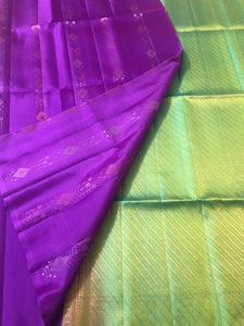 Lavender with Copper and Silver Butta with Olive Green Pallu (STM/3210)