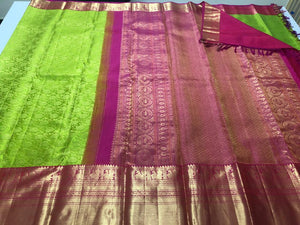 Parrot Green with Rani Pink Pallu (STM/3234)