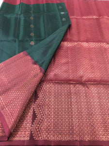 Bottle Green with Maroon Pallu ( Turning) (STM/3275)